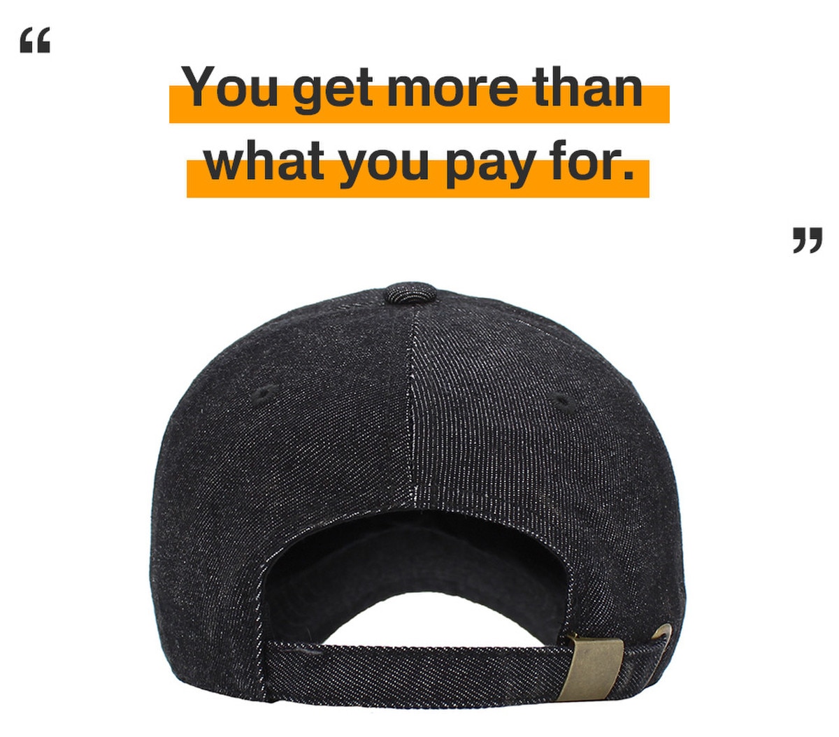 Black Denim Low Profile Baseball Caps Back View